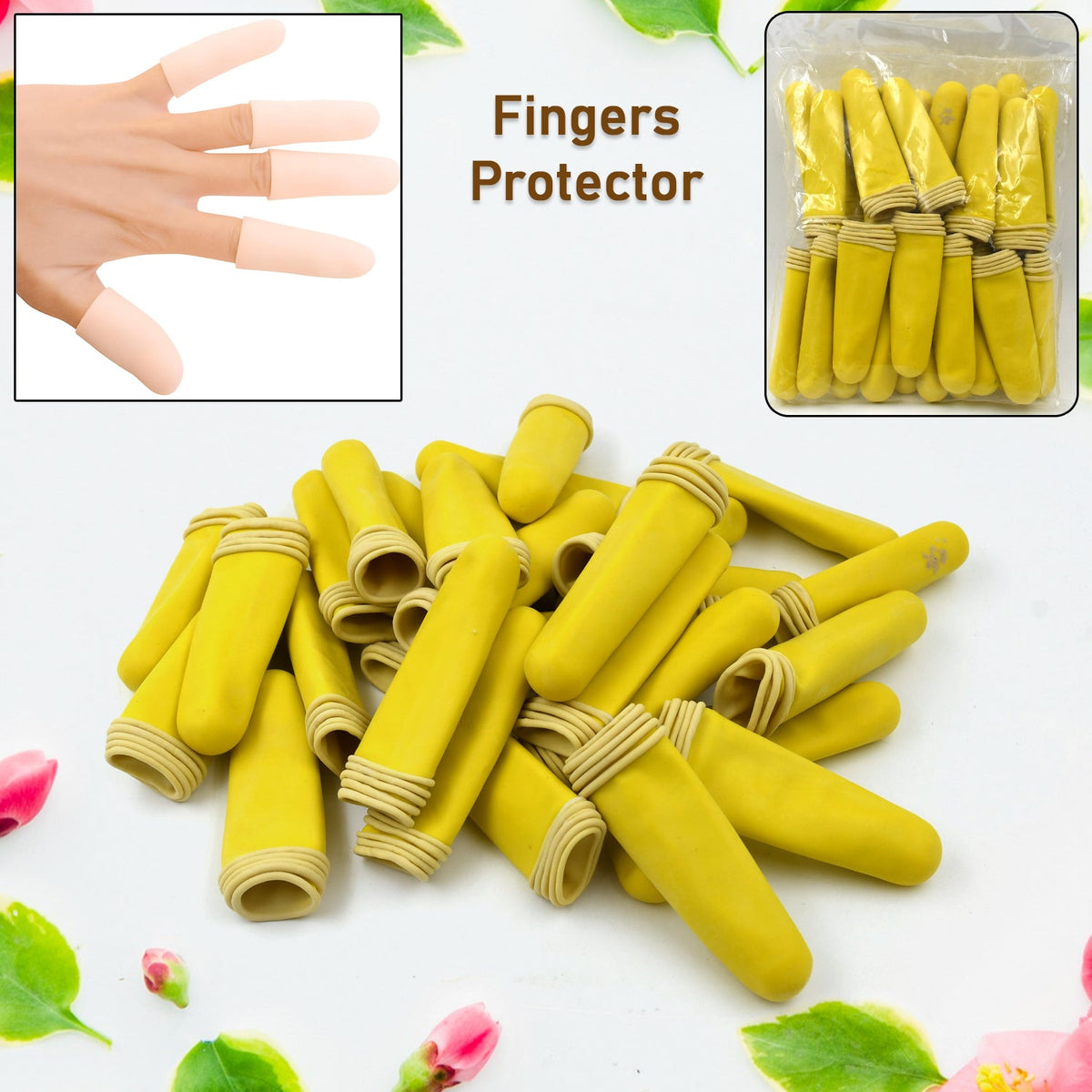 Multiple silicone finger protector sleeves in various sizes, ready for use.