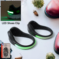 LED Shoe Clip Lights illuminating a runner's shoes at night for safety.