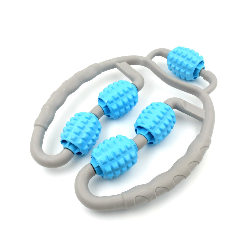 Another view of the muscle massage roller, showcasing its bright colour.