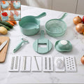 Multi-functional vegetable slicer set with blades and storage container for easy kitchen prep