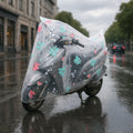 Transparent waterproof bicycle rain cover with cute print protecting scooter fully