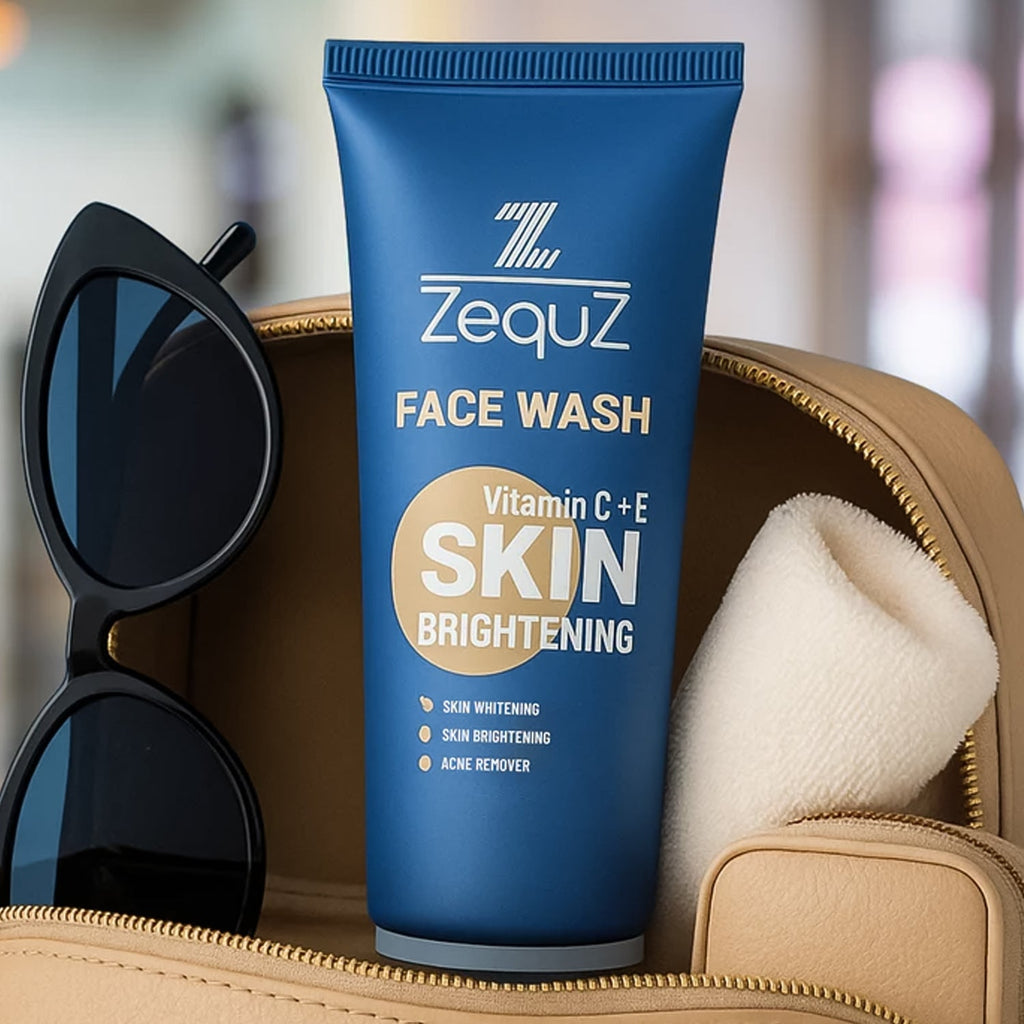 Zequz Vitamin C + E face wash in sleek flip-cap tube packaging