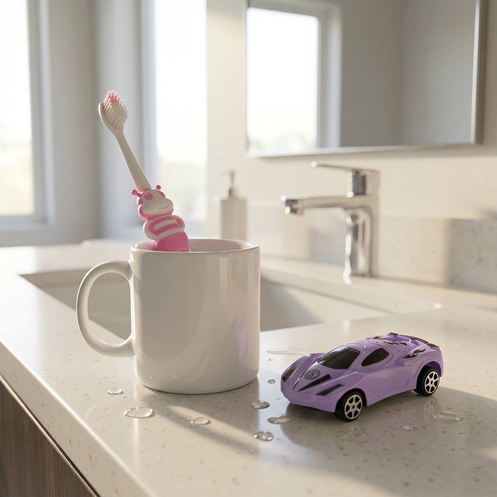 Lightweight kids toothbrush with soft bristles and engaging design