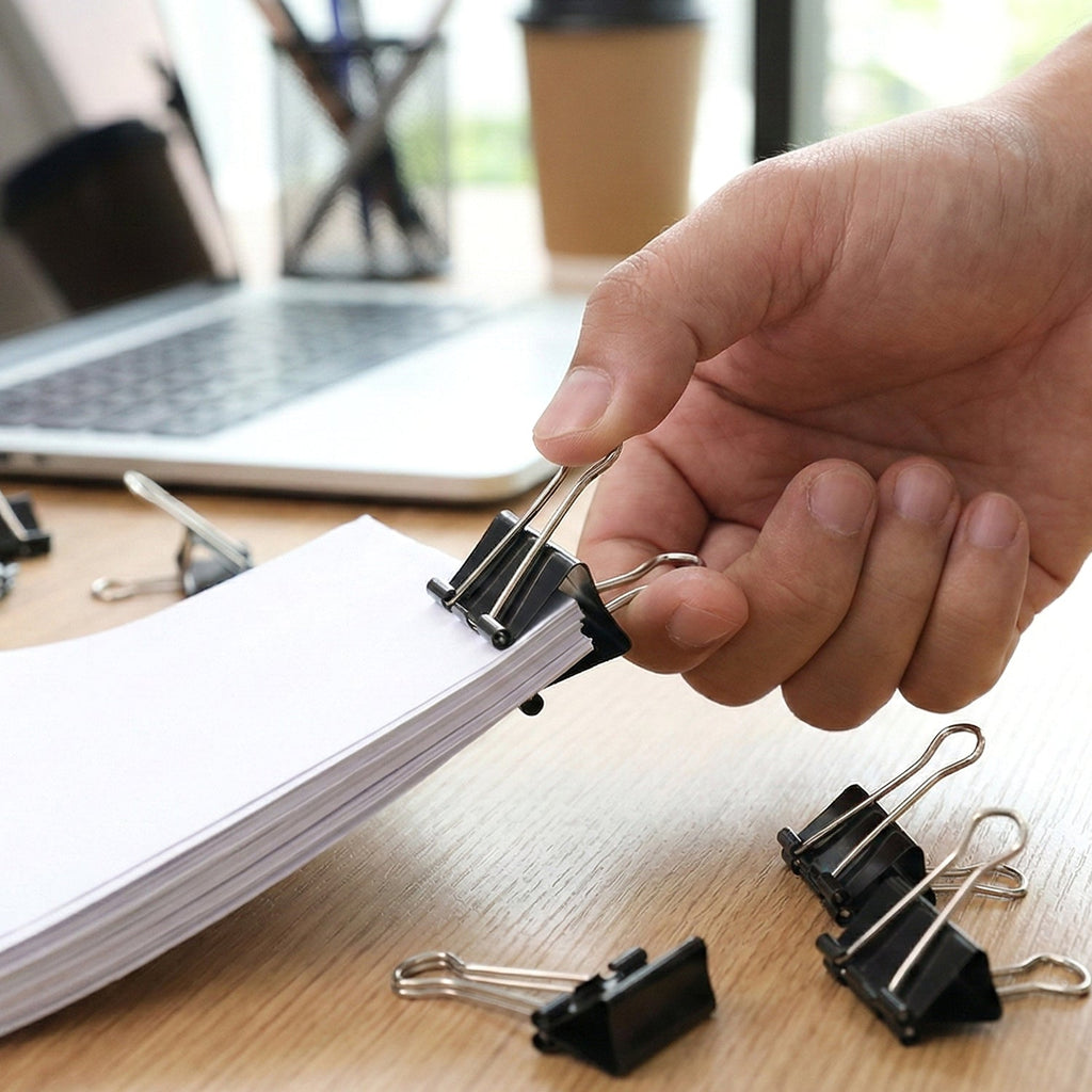 Two piece binder clip set for organizing papers neatly