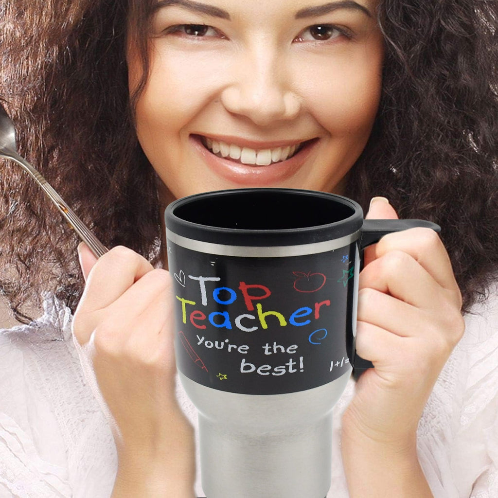 Side view of the Fervent insulated travel mug, emphasizing its ergonomic handle.