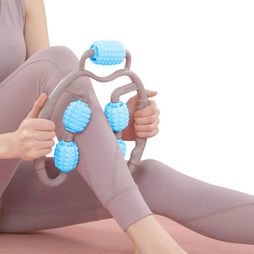 A hand holding the muscle massage roller, showing its elastic PP material.