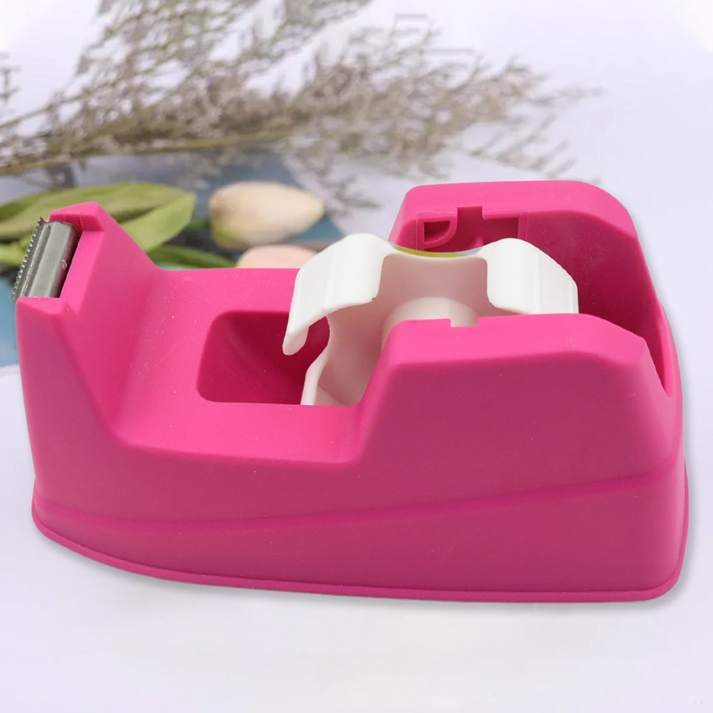Close-up of the sharp, corrosion-resistant blade on the plastic tape cutter.