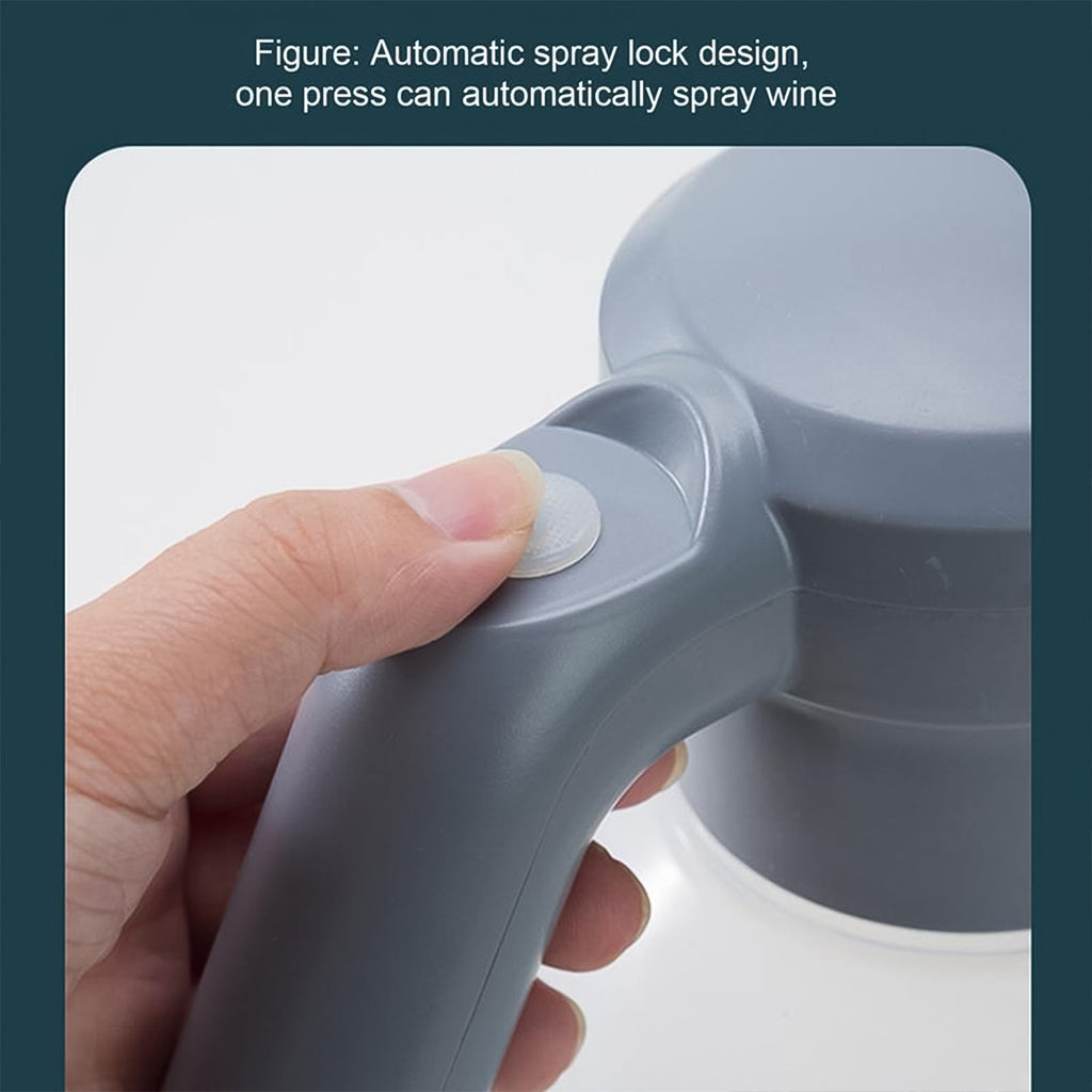 Close-up of the automatic electric garden sprayer's nozzle and USB charging port.