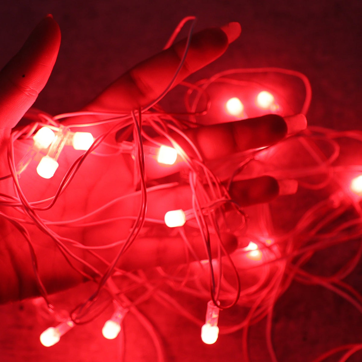 Luxury set of red LED fairy decorative string lights glowing gracefully