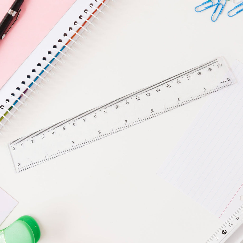 Transparent plastic geometry measuring tools set for classroom and office use