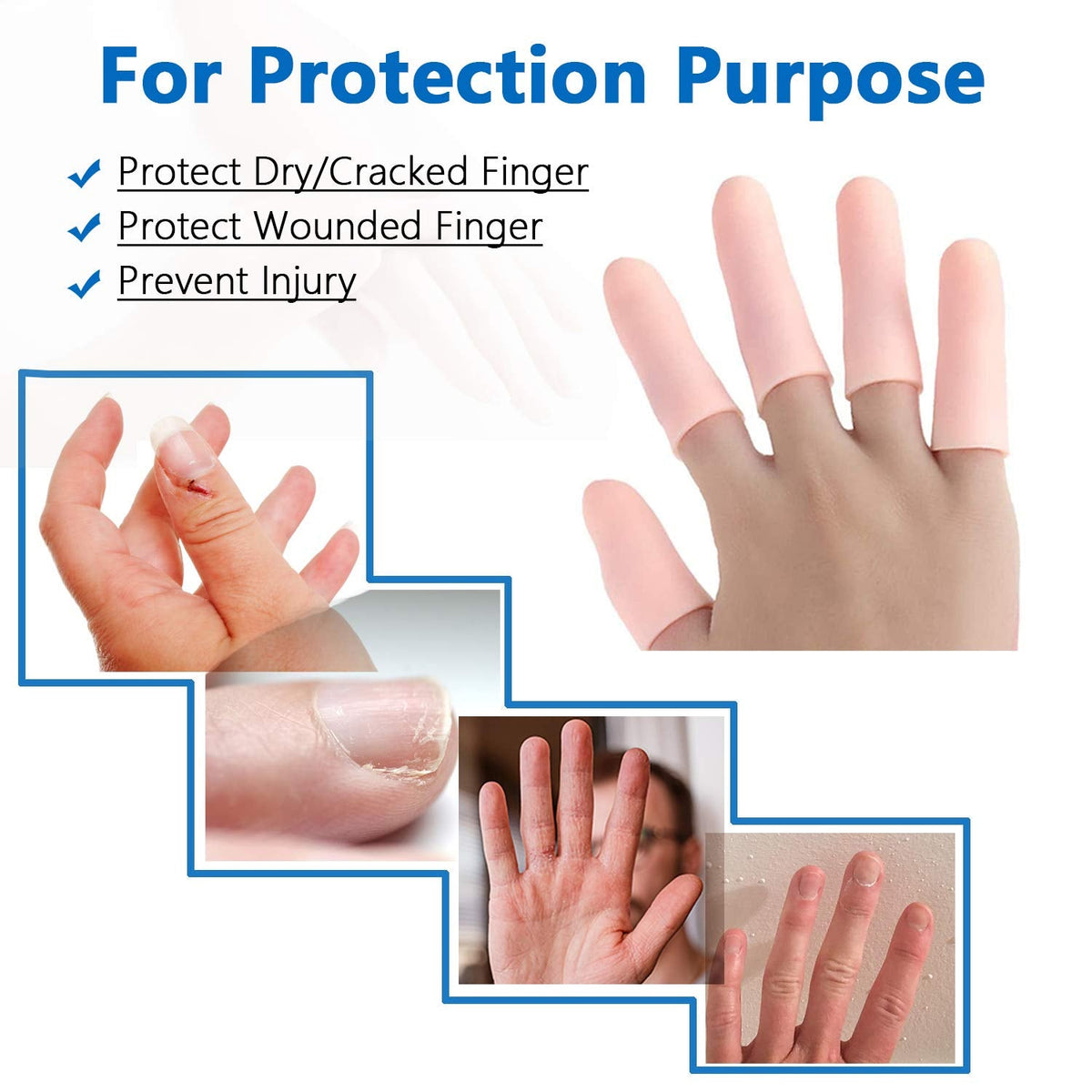 Set of 145 silicone finger caps, suitable for various protective needs.