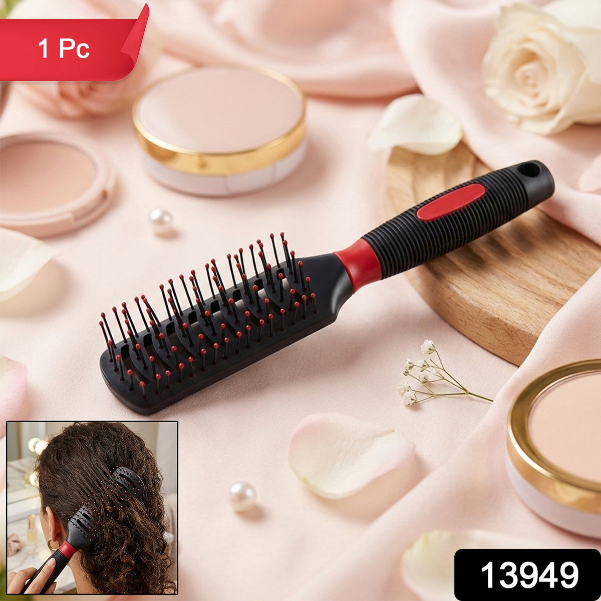 Portable detangling comb with soft ball tip bristles