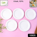 Stack of small round compostable paper plates for snacks and desserts