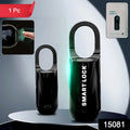 Safelix smart fingerprint padlock shown open, ready for use.