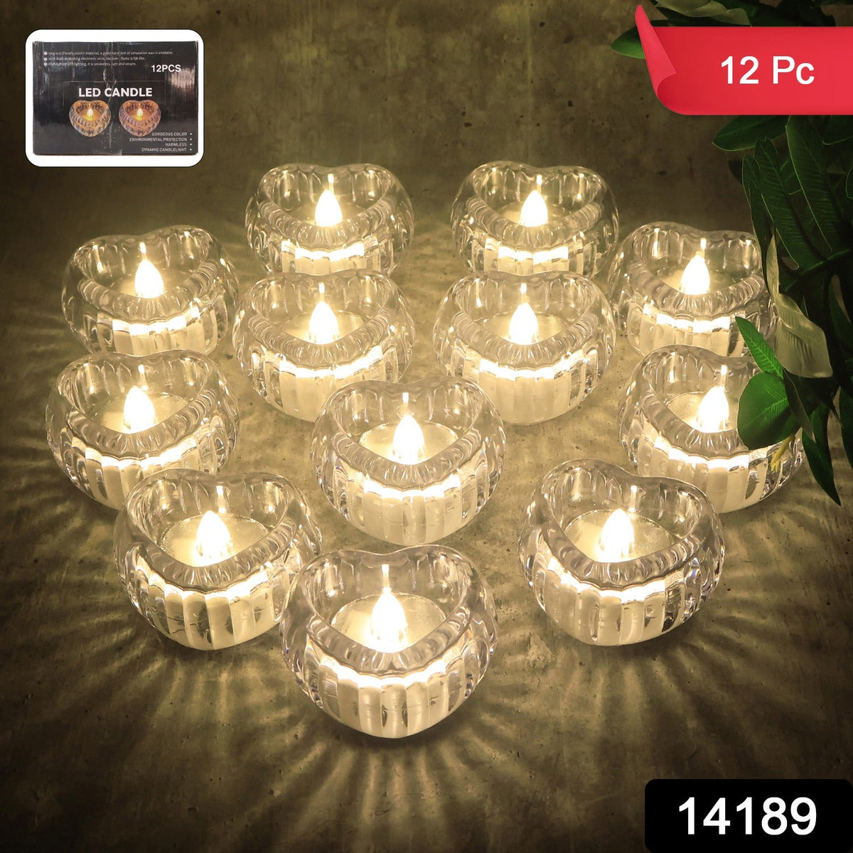 Close-up view of heart-shaped LED flameless decorative candles for festive decor