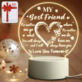 Best Friend 3D LED Night Lamp with heart design on acrylic plate illuminated