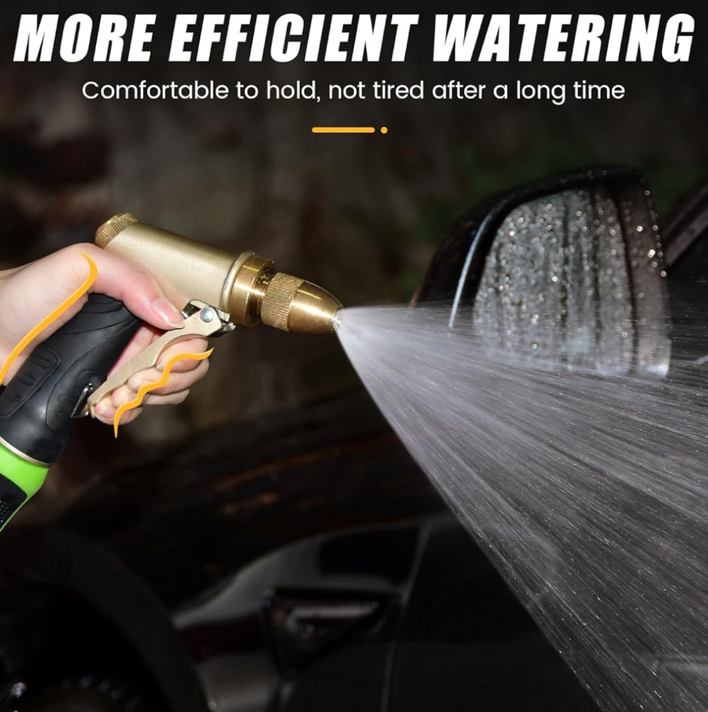 Diagram illustrating the versatile spray patterns and strong water flow of the nozzle.