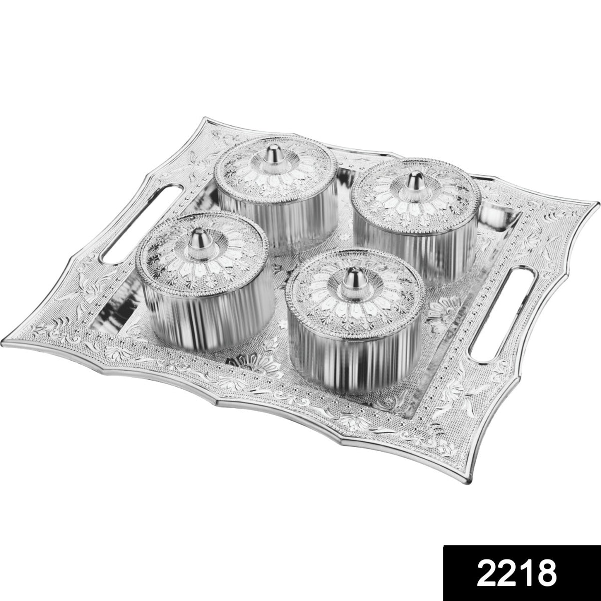 Top-down view of the 4-section airtight serving tray for dry fruits.