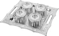 Elegant 4-section dry fruit box with airtight lids, perfect for serving snacks.