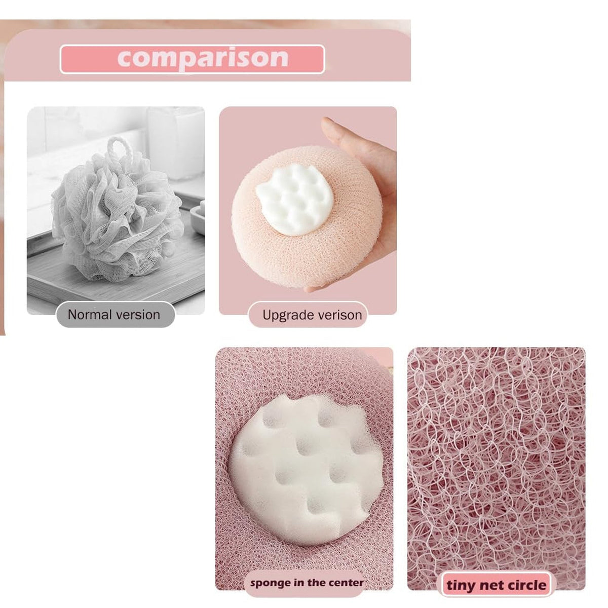 Gentle soft bath sponge pad with exfoliating texture for smooth skin