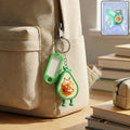 Cartoon character decorative keychain with attached ID name tag and metal ring