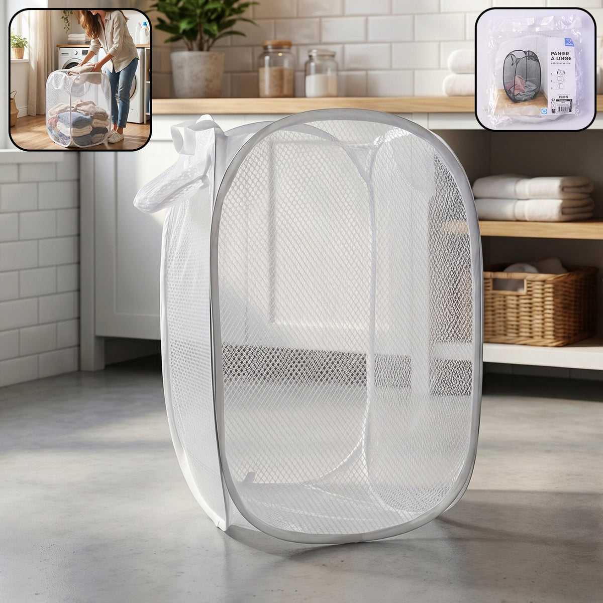 Large foldable mesh laundry bag for home and travel storage