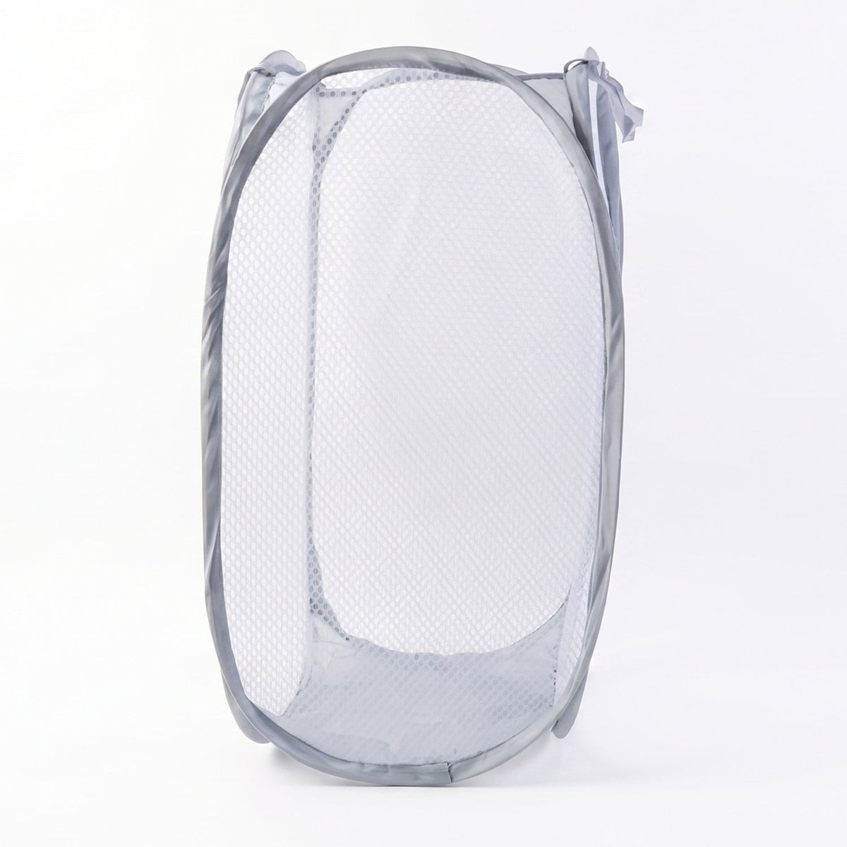Foldable fabric laundry hamper with ventilated mesh design