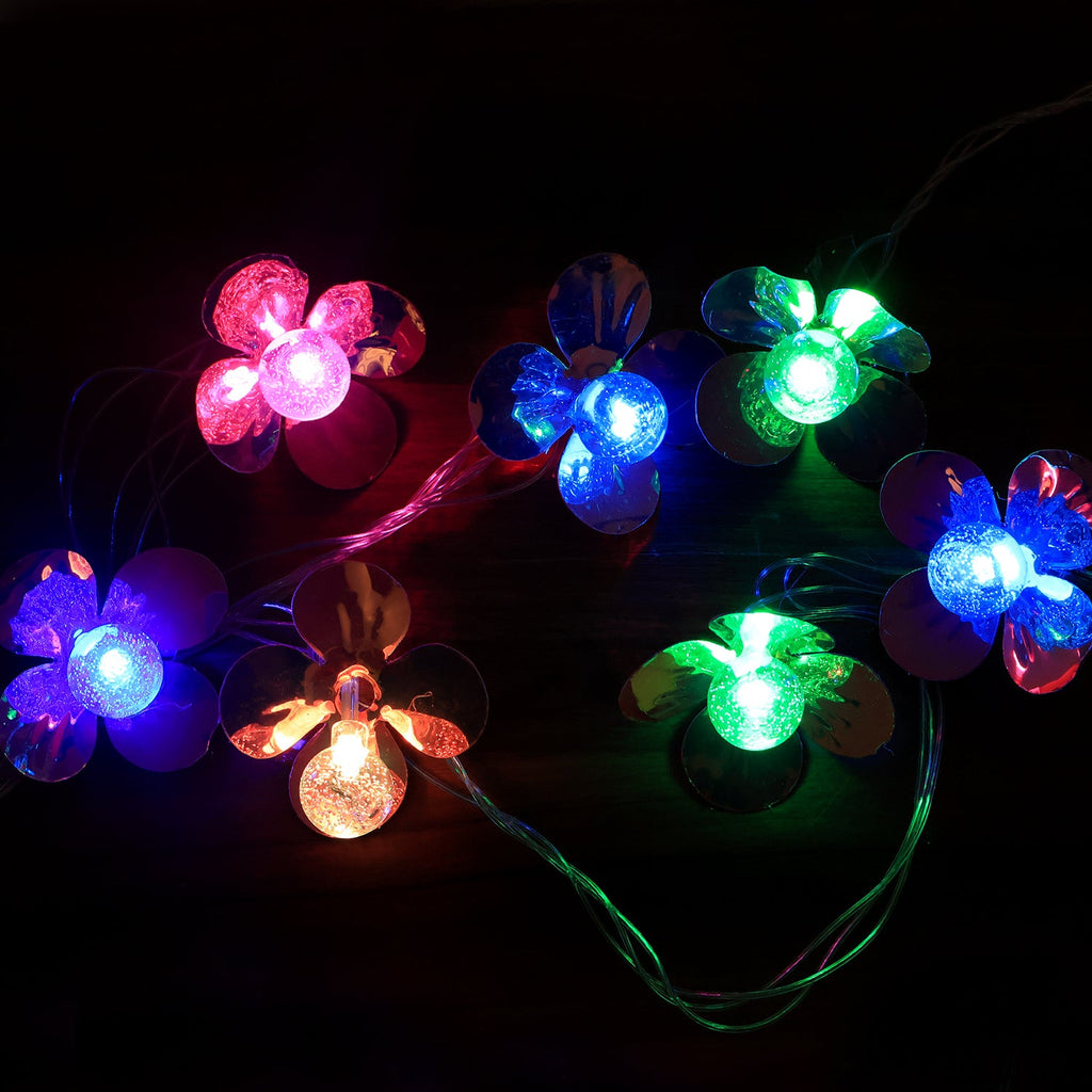 Artificial flower LED string lights with bright multicolor glow