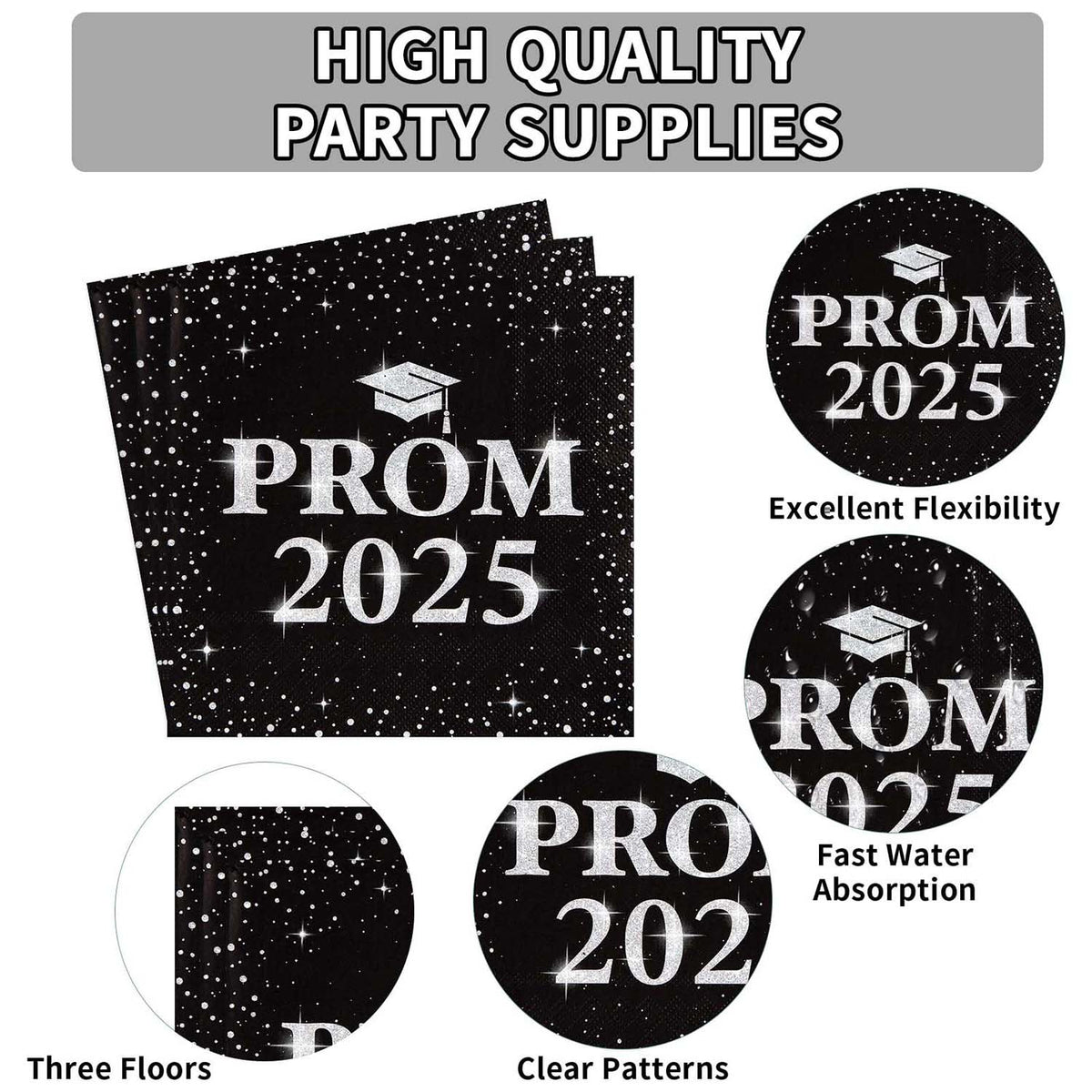 Prom 2025 napkins arranged for prom night celebrations