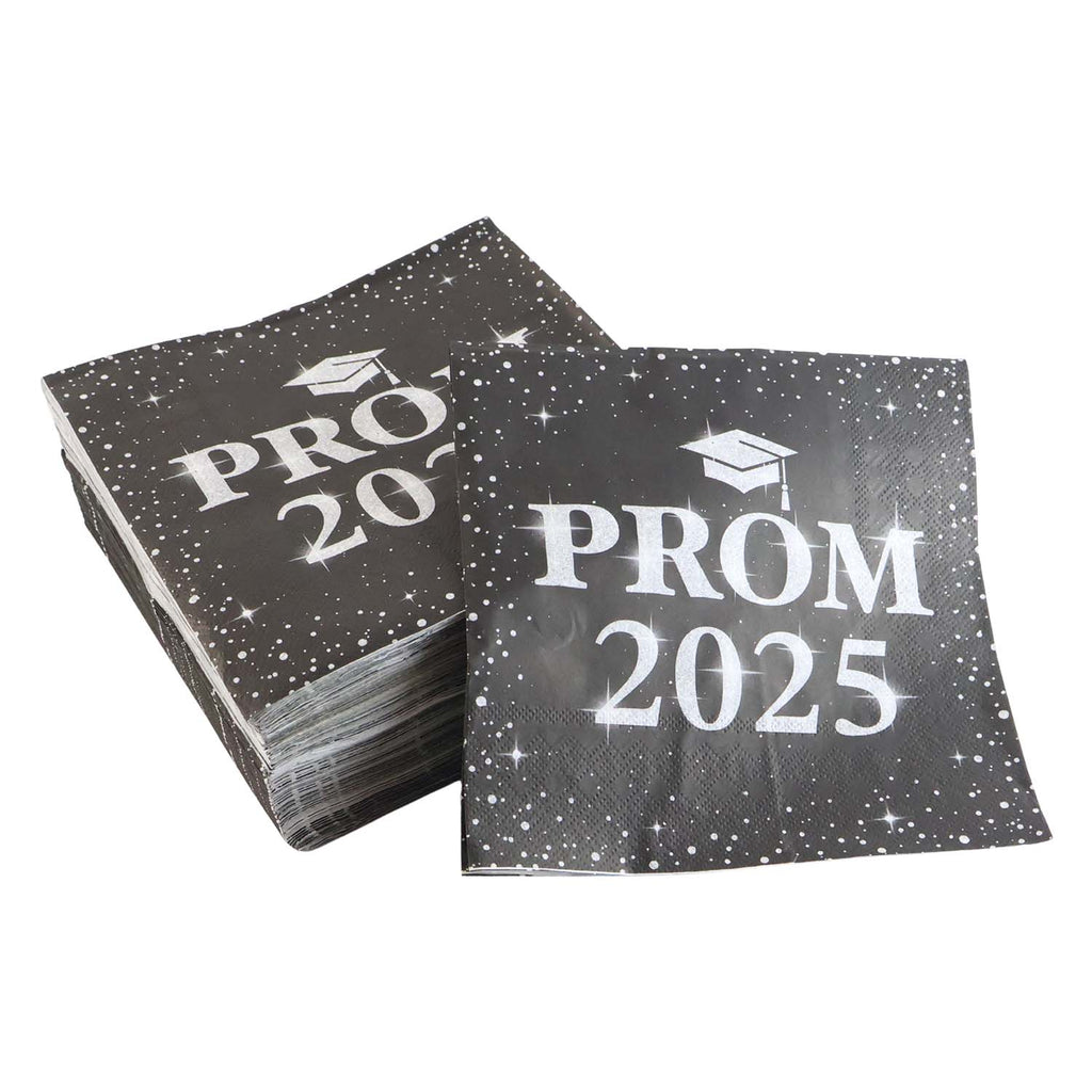Set of Prom 2025 party napkins for graduation event use
