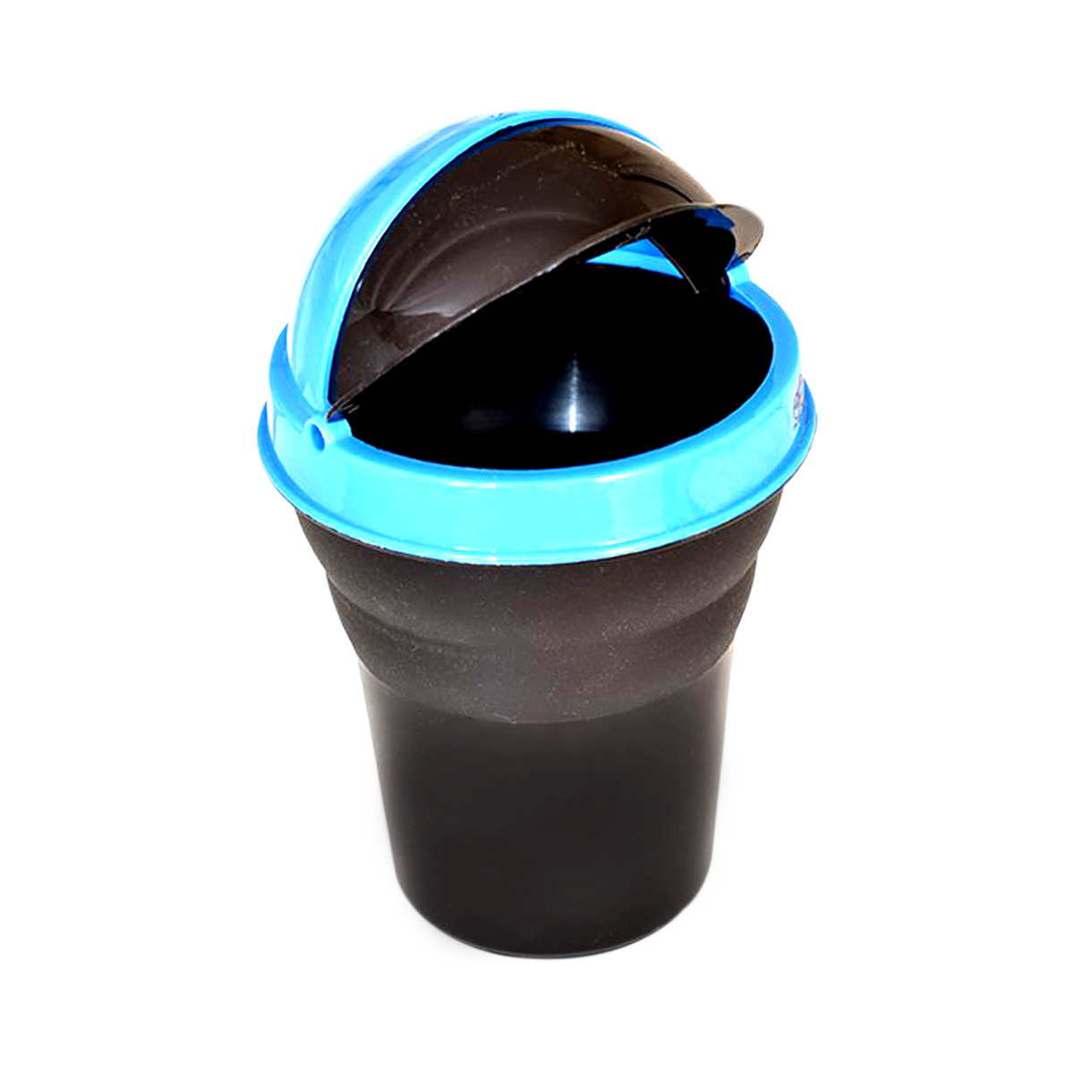 Multicolor plastic car dustbin, illustrating its compact size and practical use.